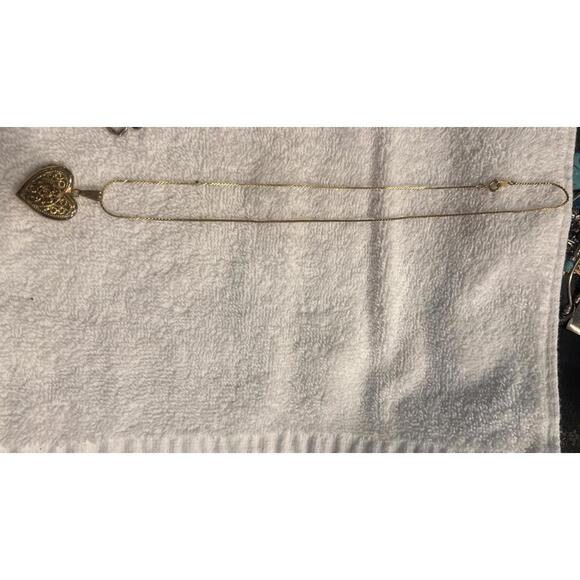 Gold Tone Heart-Shaped Locket Necklace - Picture 1 of 3